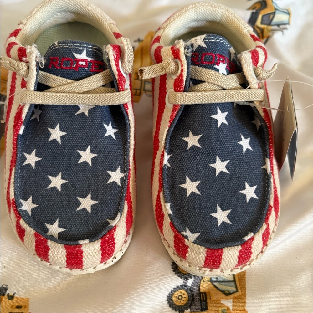Roper Kids Moccasins Red White Blue Stars